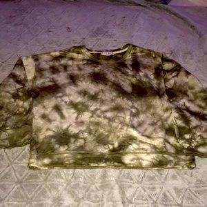 Tie dye green and white long sleeved shirt